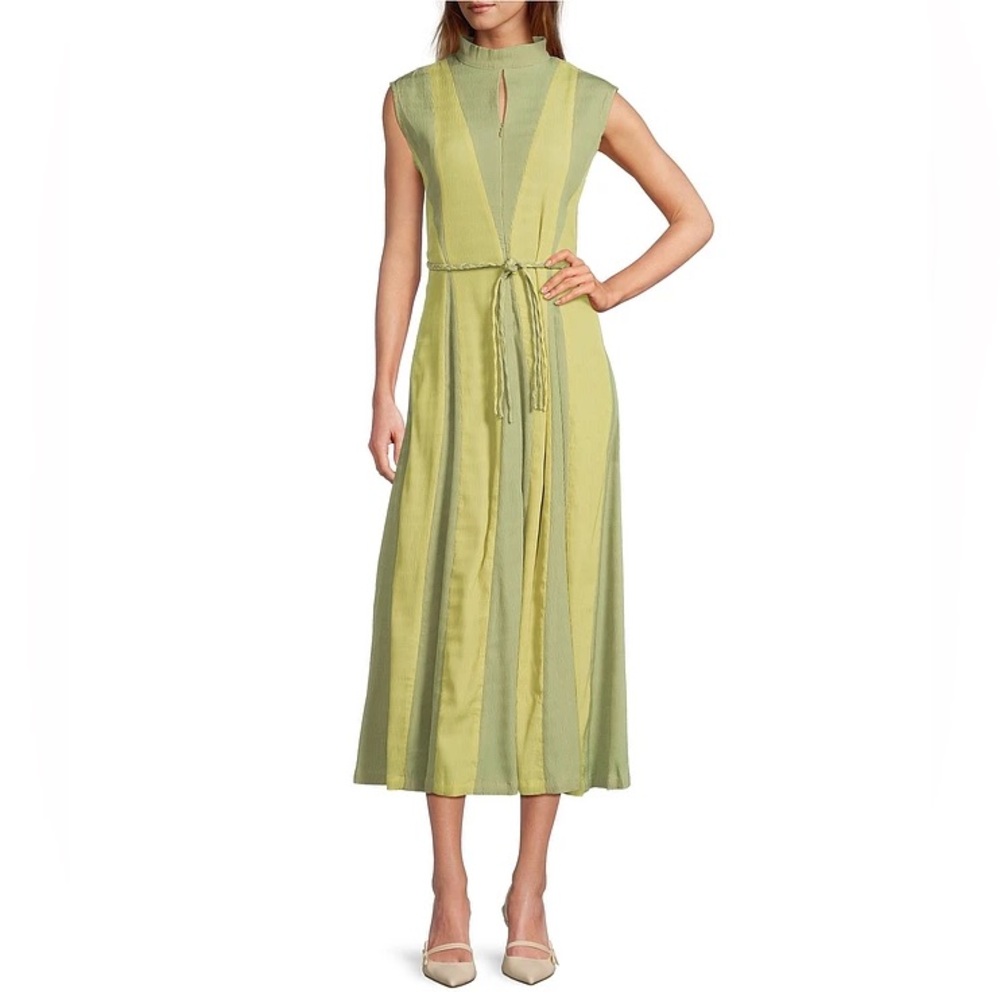 NWT BURU Sleeveless Midi Dress Green Tie Waist Sz XXL